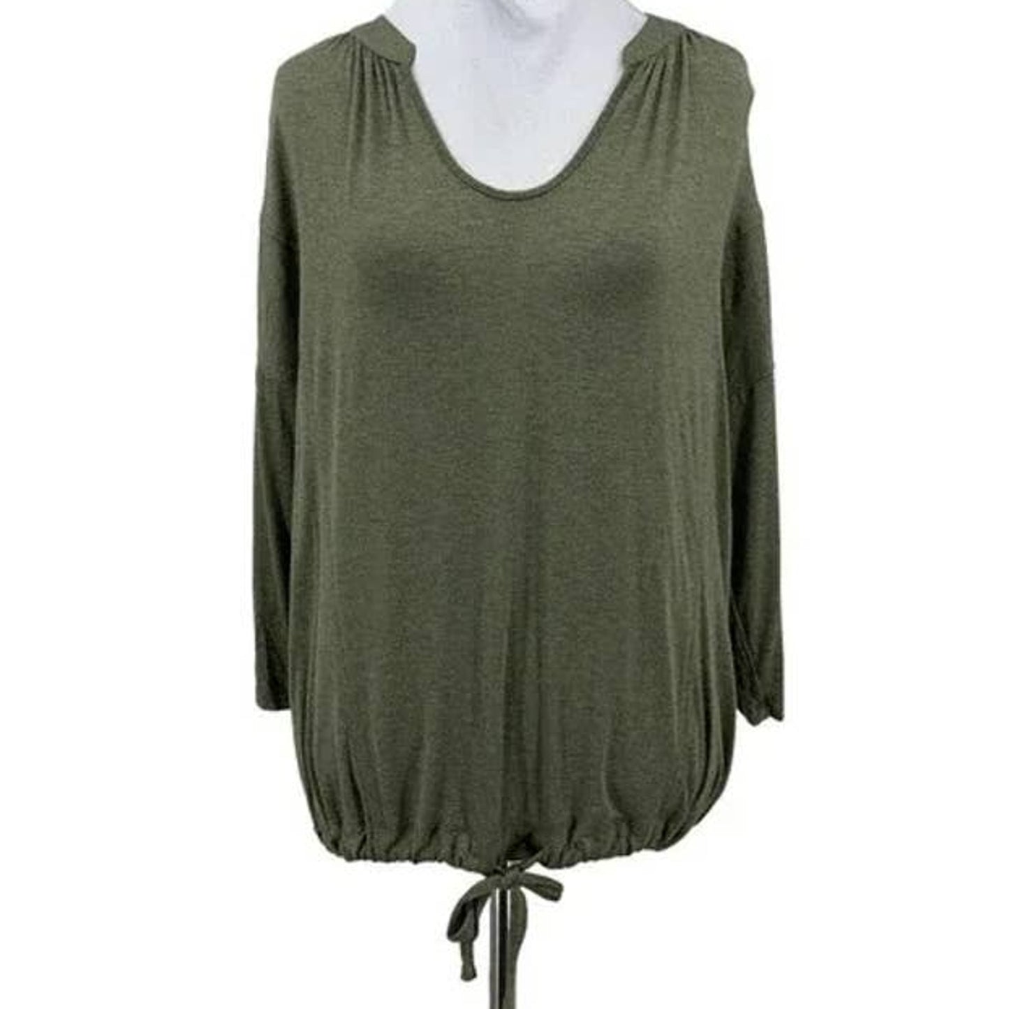 H by Bordeaux Rib Knit Center Seam Top Sz Small in Heather Licorice Blue NWT