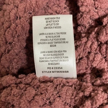Bobeau Popcorn Turtleneck Sweater Large Mauve/Dusty Rose NEW Bubble Plush Hi Low
