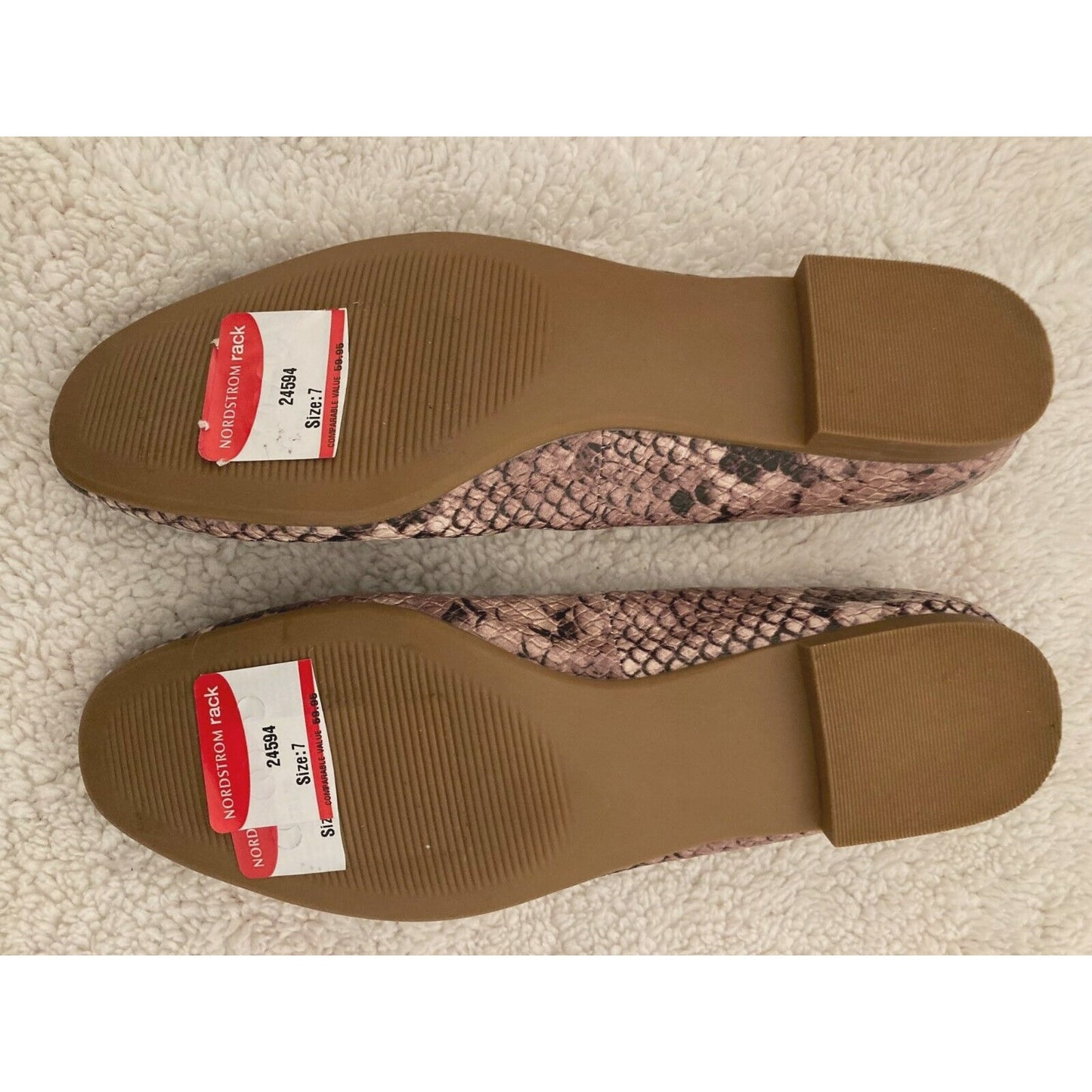 Steve Madden Danny Faux Sand Python Print Ballerina Flats Sz 7 Brown Black NWT
