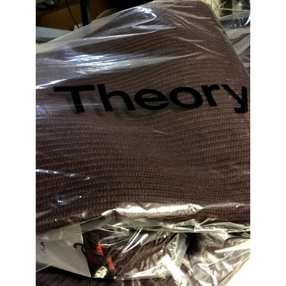 Theory NEW Originally $195 Wendel Ribbed Merino Wool Stripe Trim Scarf Burgundy