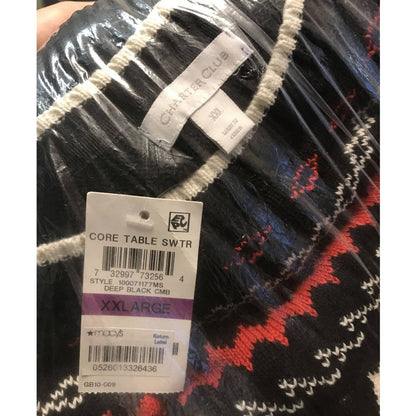 Charter Club XXL Metallic Fair Isle Pullover Sweater Long Sleeve Black XXLarge