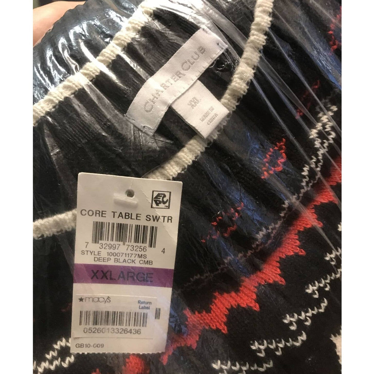 Charter Club XXL Metallic Fair Isle Pullover Sweater Long Sleeve Black XXLarge