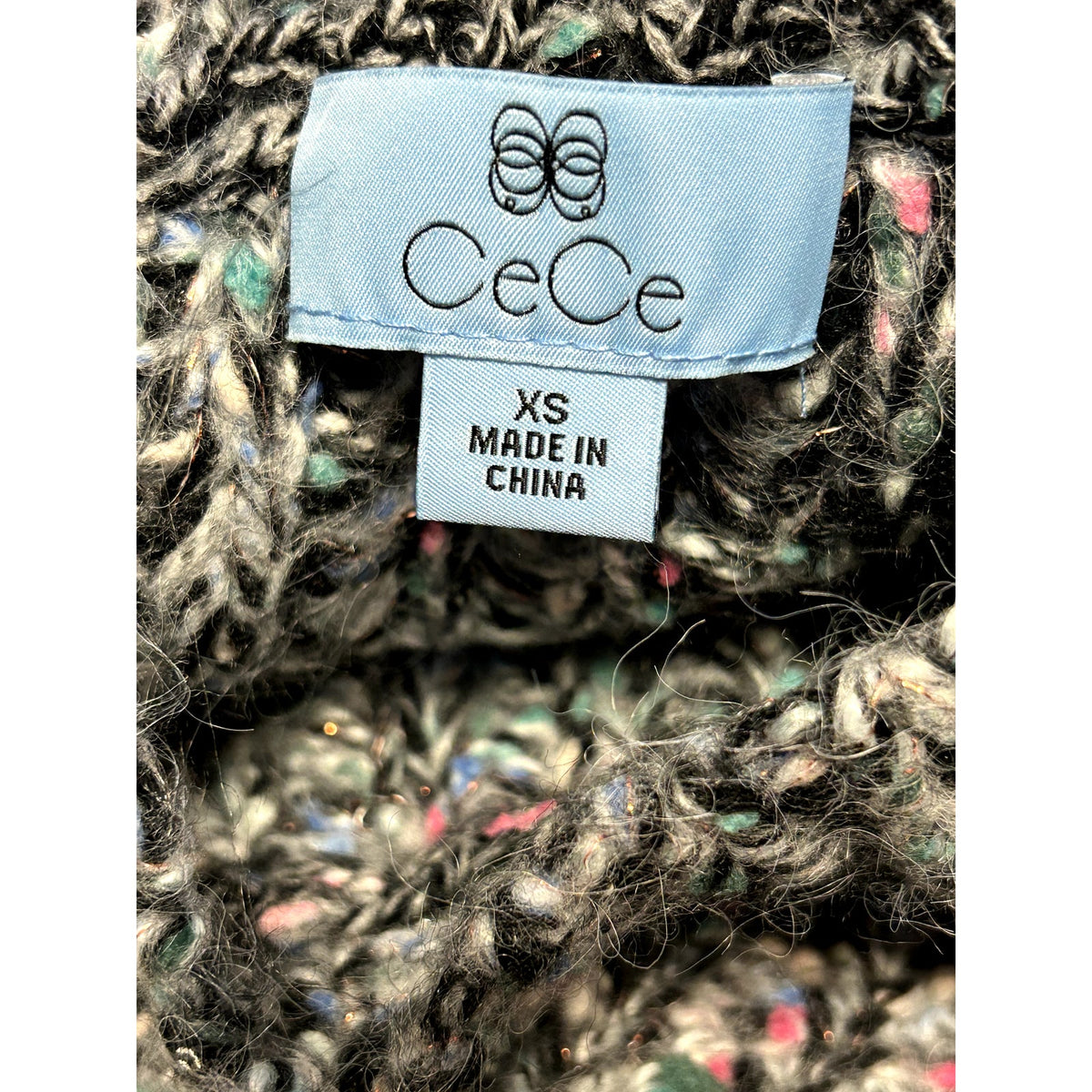 Cece NWT Pullover Grey Sweater Long Sleeve Multicolor Crew Neck Size XS