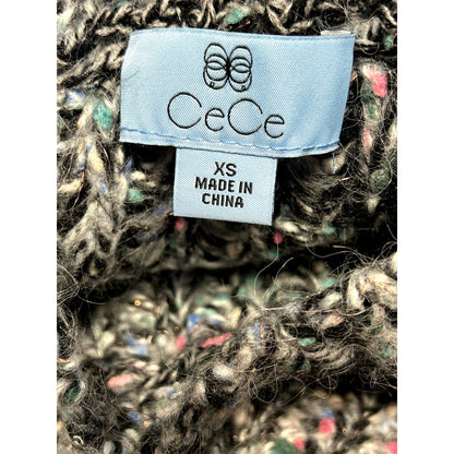 Cece NWT Pullover Grey Sweater Long Sleeve Multicolor Crew Neck Size XS