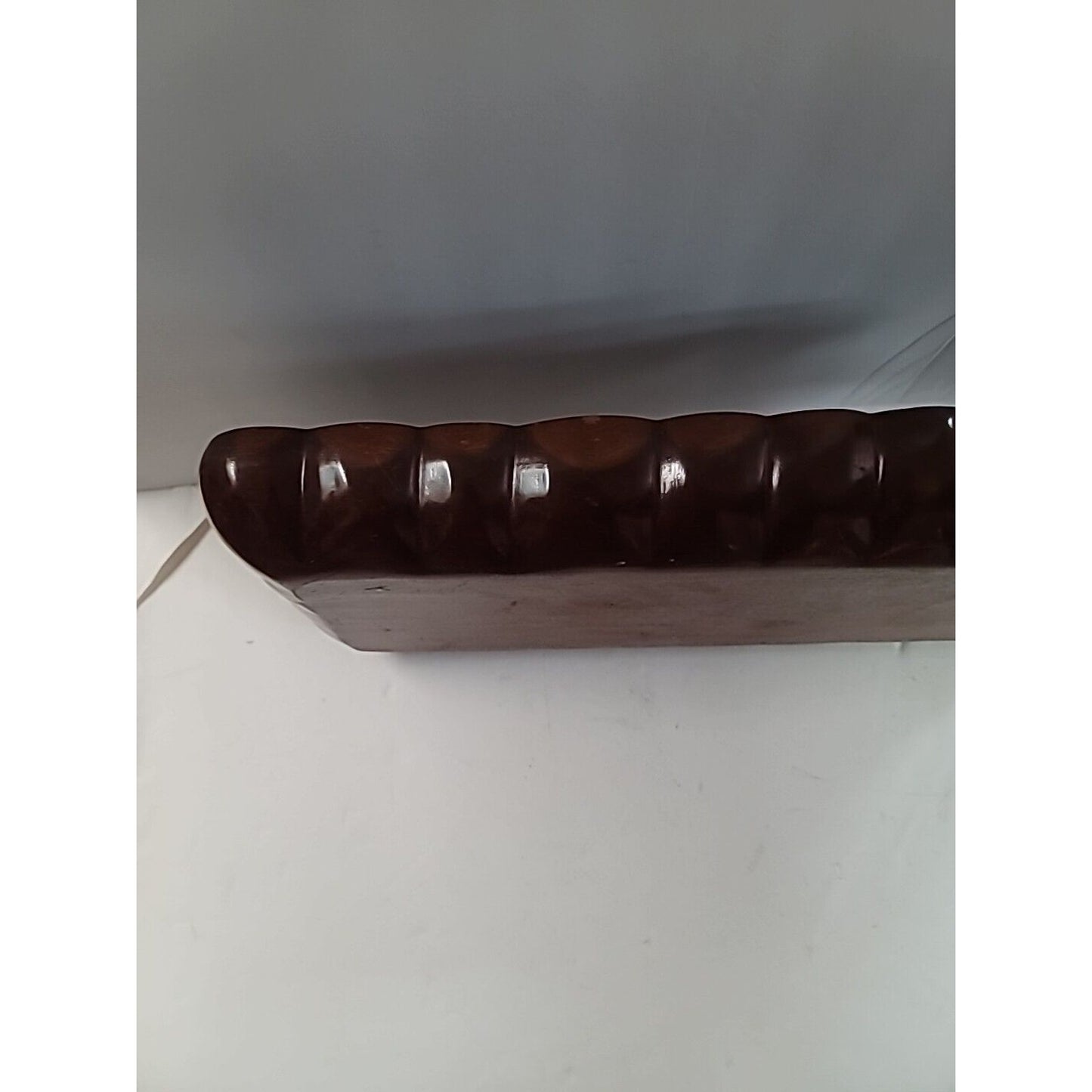 Vintage Solid Hardwood 3 Section Serving Tray Rectangular 14-3/4" Carved Walnut