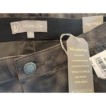 Wit & Wisdom Ab-Solution High Rise Ankle Skimmer Jeans Size 10 Olive Plaid NWT