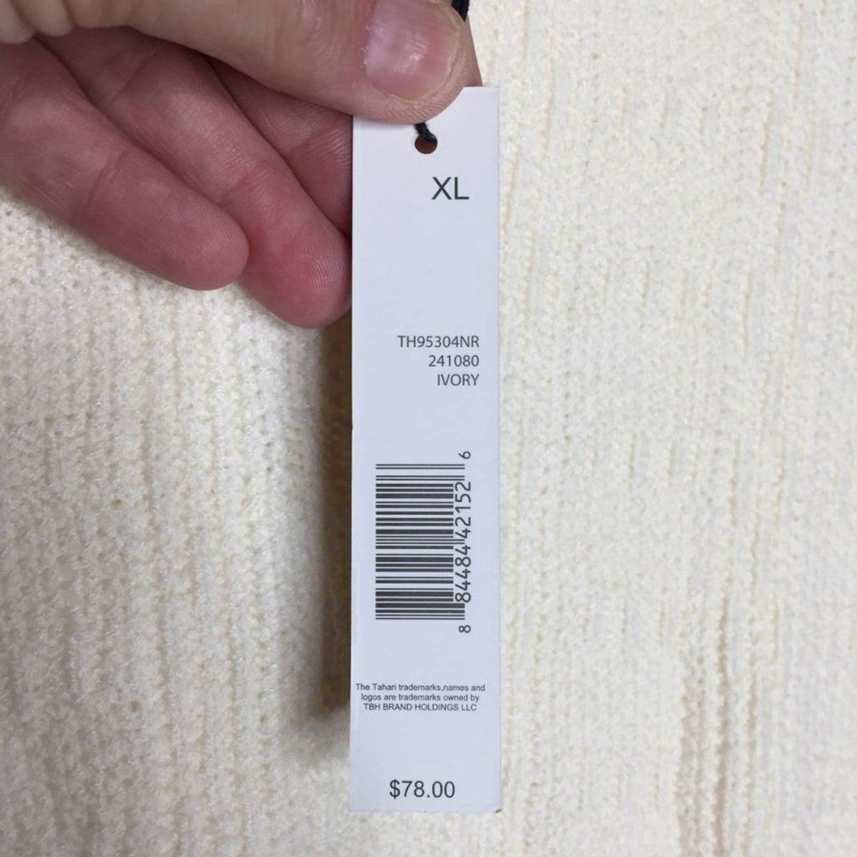 NWT T Tahari Textured Knit Tie Pullover Sweater Size XLarge