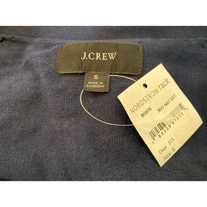 J.Crew Polka Dot Front Button V-Neck Pocket Cardigan Sz Small Navy and White NWT