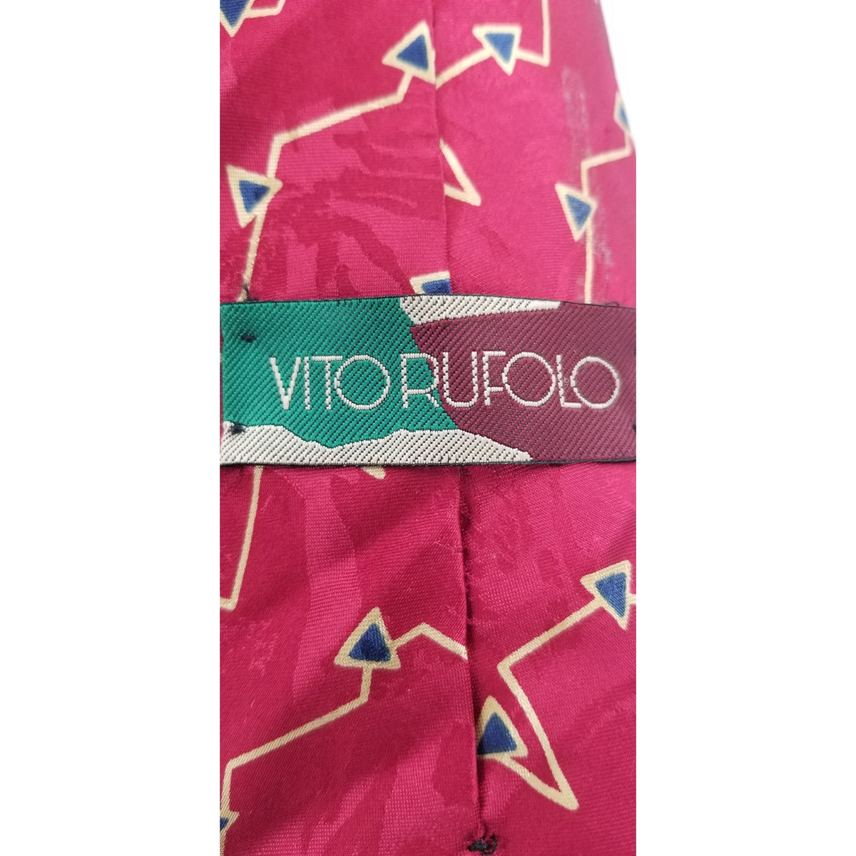 Vito Rufolo Vintage Mens Neck Tie Red Triangle Pattern 58" geometric funky wide