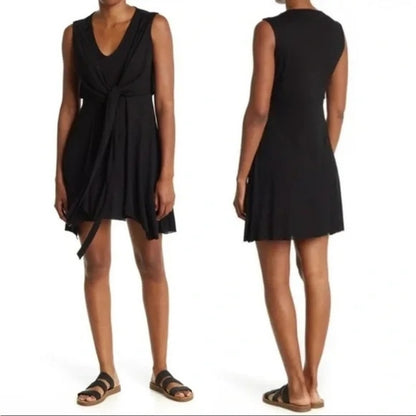 AllSaints Jayda Jersey Front Wrap Sleeveless Mini Dress Size Small in Black NWT