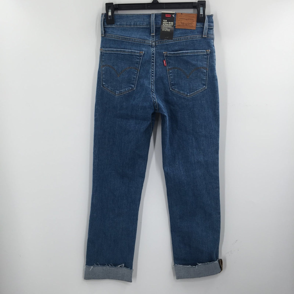 Levi's Premium 724 High Rise Straight Cropped Jeans Zip Fly Blue Size 27