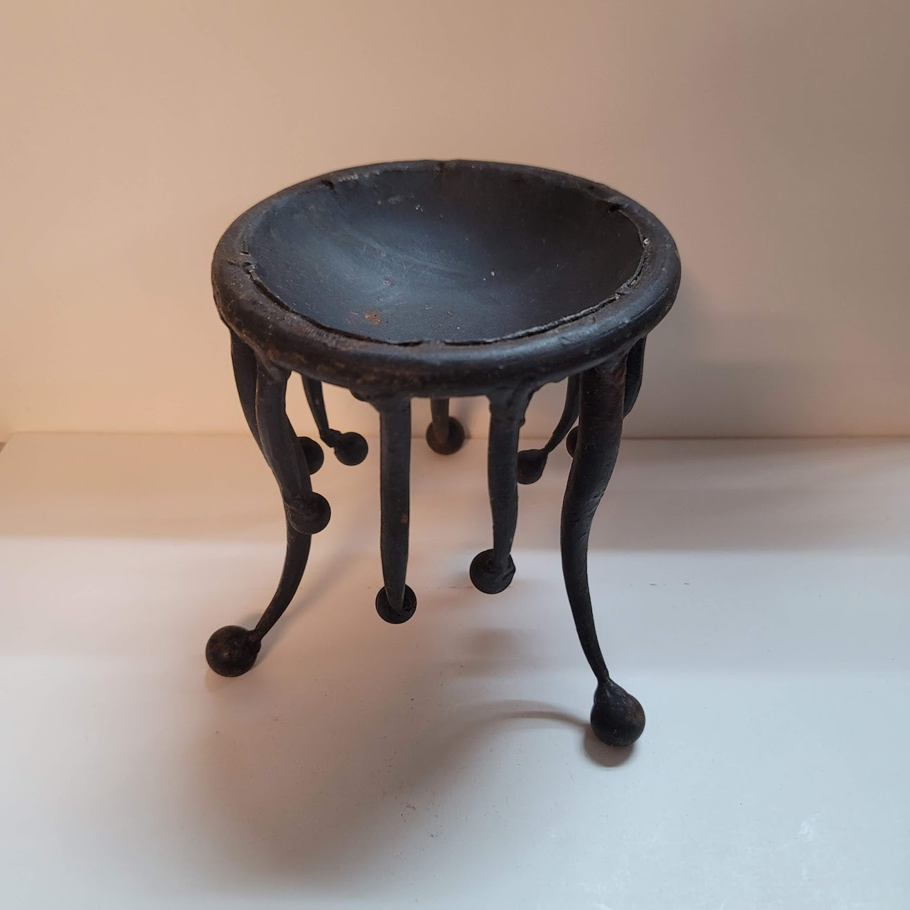 Brutalist Cast iron forged candle holder smudge pot incense burner MCM Art