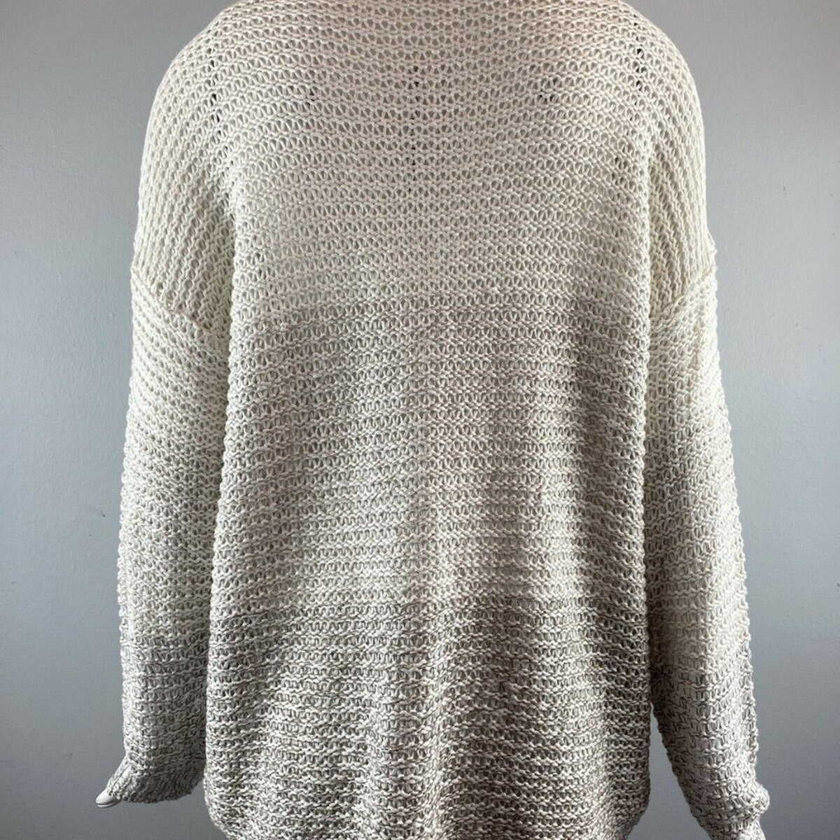 Rdi Open Stitch Pullover Sweater Long Sleeve V-Neck Natural Combo X-Large NEW