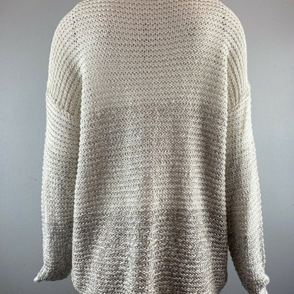 Rdi Open Stitch Pullover Sweater Long Sleeve V-Neck Natural Combo X-Large NEW