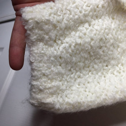 Susina Snow White Fluffy Boucle Knit Pullover Sweater V-Neck