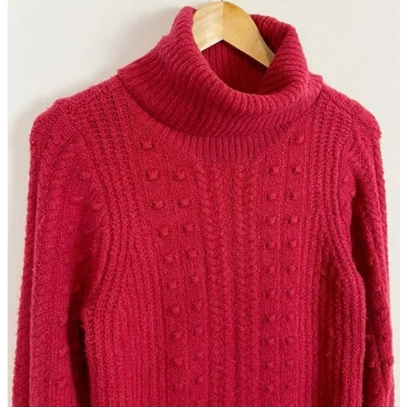 Rachel Parcell Red Scooter size Large NEW Cable and Bobble Turtleneck Sweater