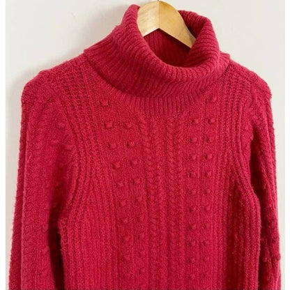 Rachel Parcell Red Scooter size Large NEW Cable and Bobble Turtleneck Sweater