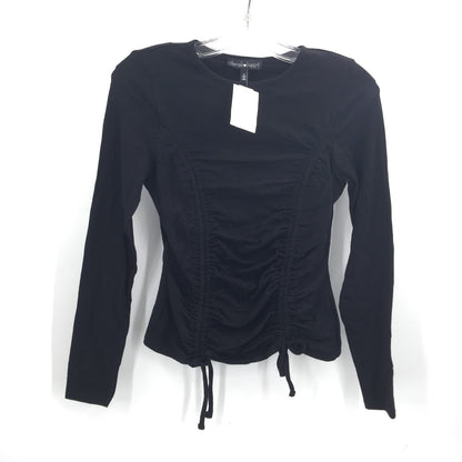 Derek Heart Doubled Sided Drawstring Long Sleeve Top Black Beauty Size Small NWT