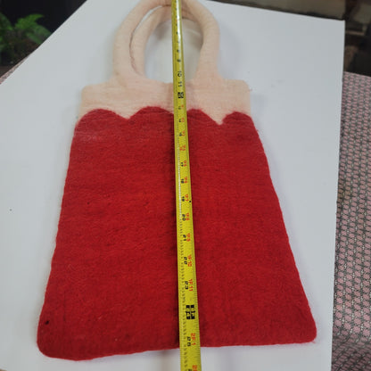 Seasons of Cannon Falls Red White felt purse Holiday Wool Shouilder Tote VINTAGE