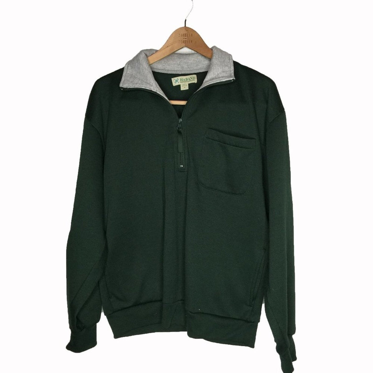 Haband  Long Sleeve Activewear Jacket Front Pocket Green Full zip Medium