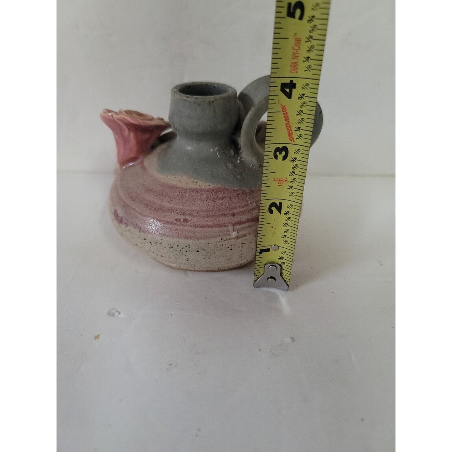 Handmade ART Pottery CANDLESTICK with Handle Signed Douglas Studio 1996