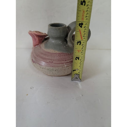 Handmade ART Pottery CANDLESTICK with Handle Signed Douglas Studio 1996