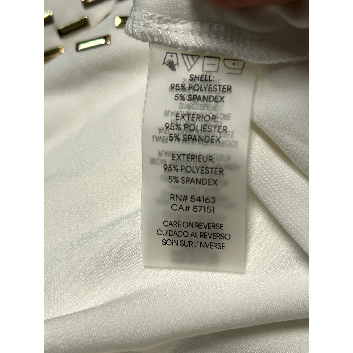 Calvin Klein NWT Gold Embellished-Neck Blouse Top Cream Size Small