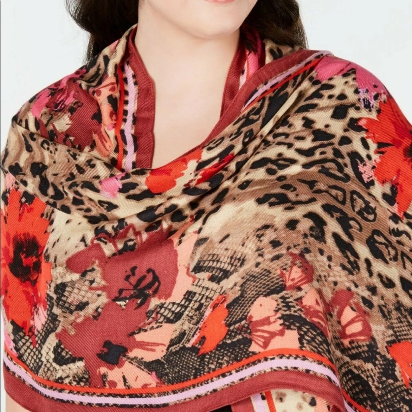 INC International Concept Animal Floral Pashmina NEW scarf wrap flowers oversize