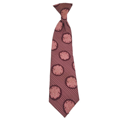 Vintage Mens Clip On Neck Tie Pink Red Patterned FUNKY WIDE GEOMETRIC