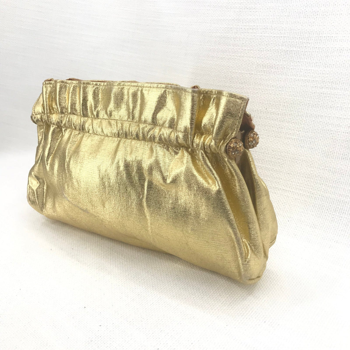 Vintage Women's Party Clutches Hand Purse Kiss Locked Gold Chain Size One