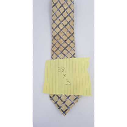 Izod Mens Vintage Yellow Squares Blue Accents Neck Tie 58" GEOMETRIC