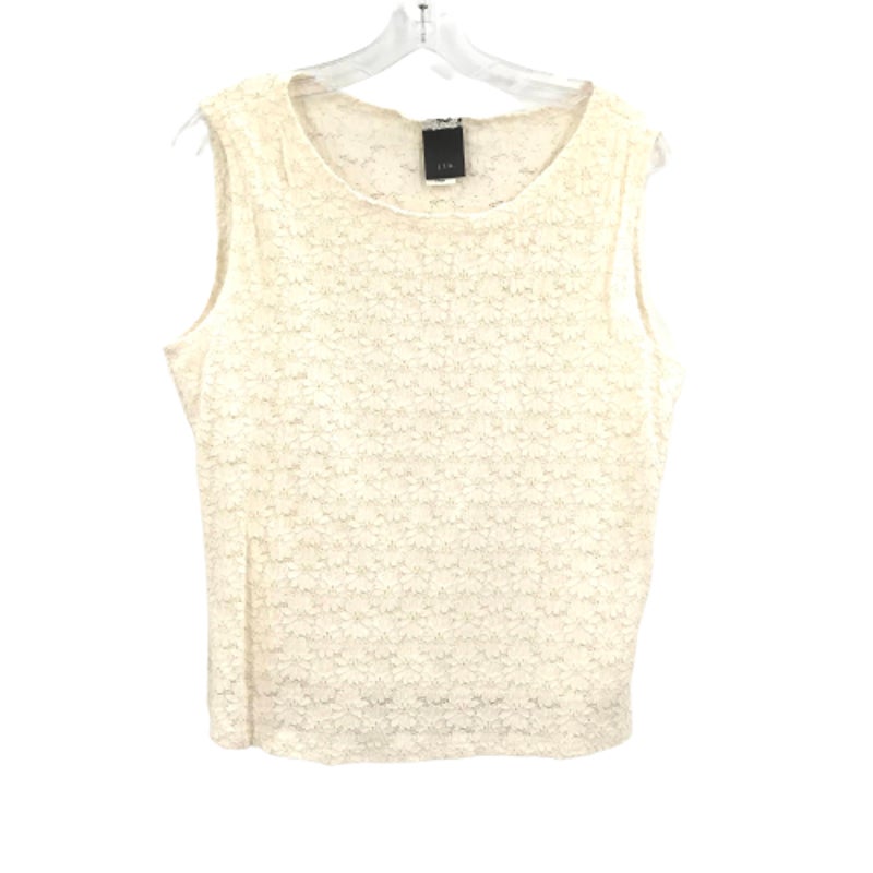 J.T.B Casual Basic Crochet Tank Top Sleeveless Scoop Neck Floral Cream Large