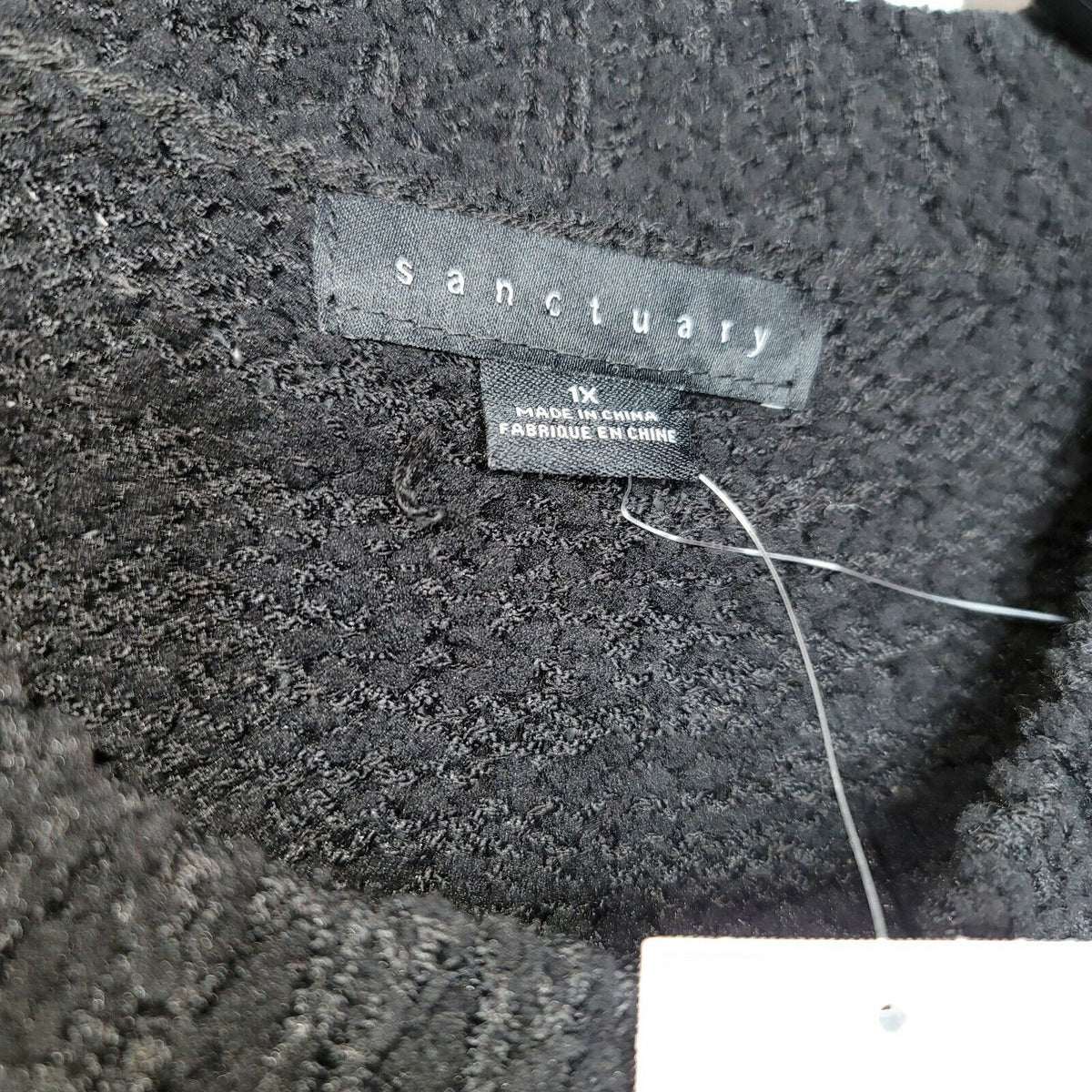 Sanctuary Popcorn Pullover Knit Sweater Crew Neck Long Sleeve Black Size 1X