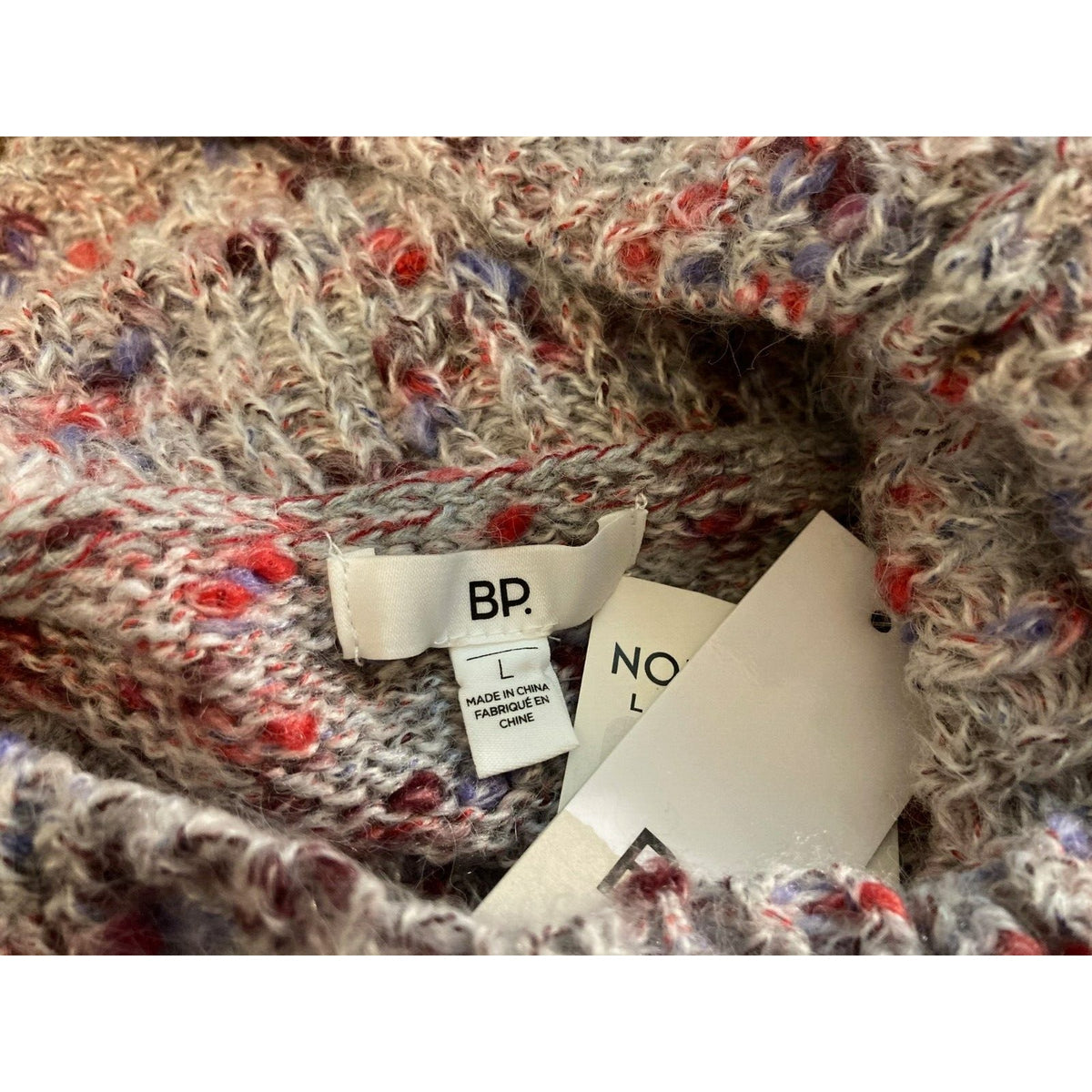 BP. Women's Slouchy Cowl Neck Sweater Size Large Multicolor Confetti NWT Crop