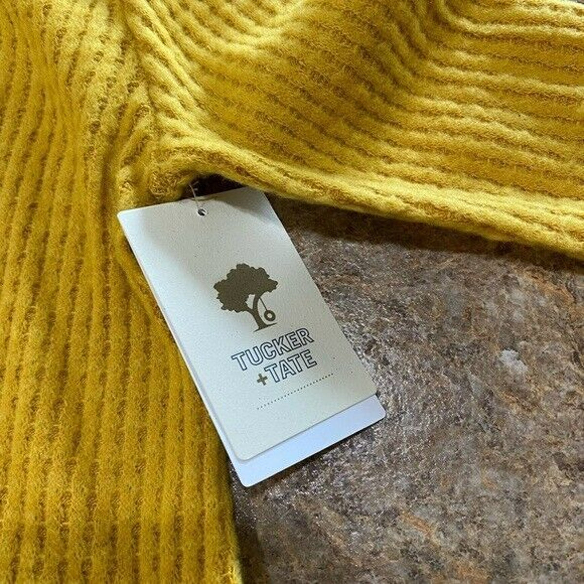 Tucker + Tate Ruffled Hoodie Knit Pullover Girls Size 6 Yellow Nugget NWT Soft