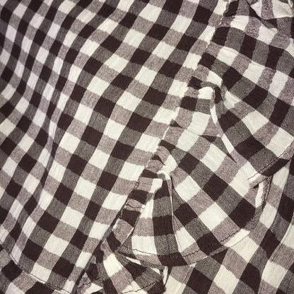Topshop Brown White Gingham Plaid Ruffle Dress 12