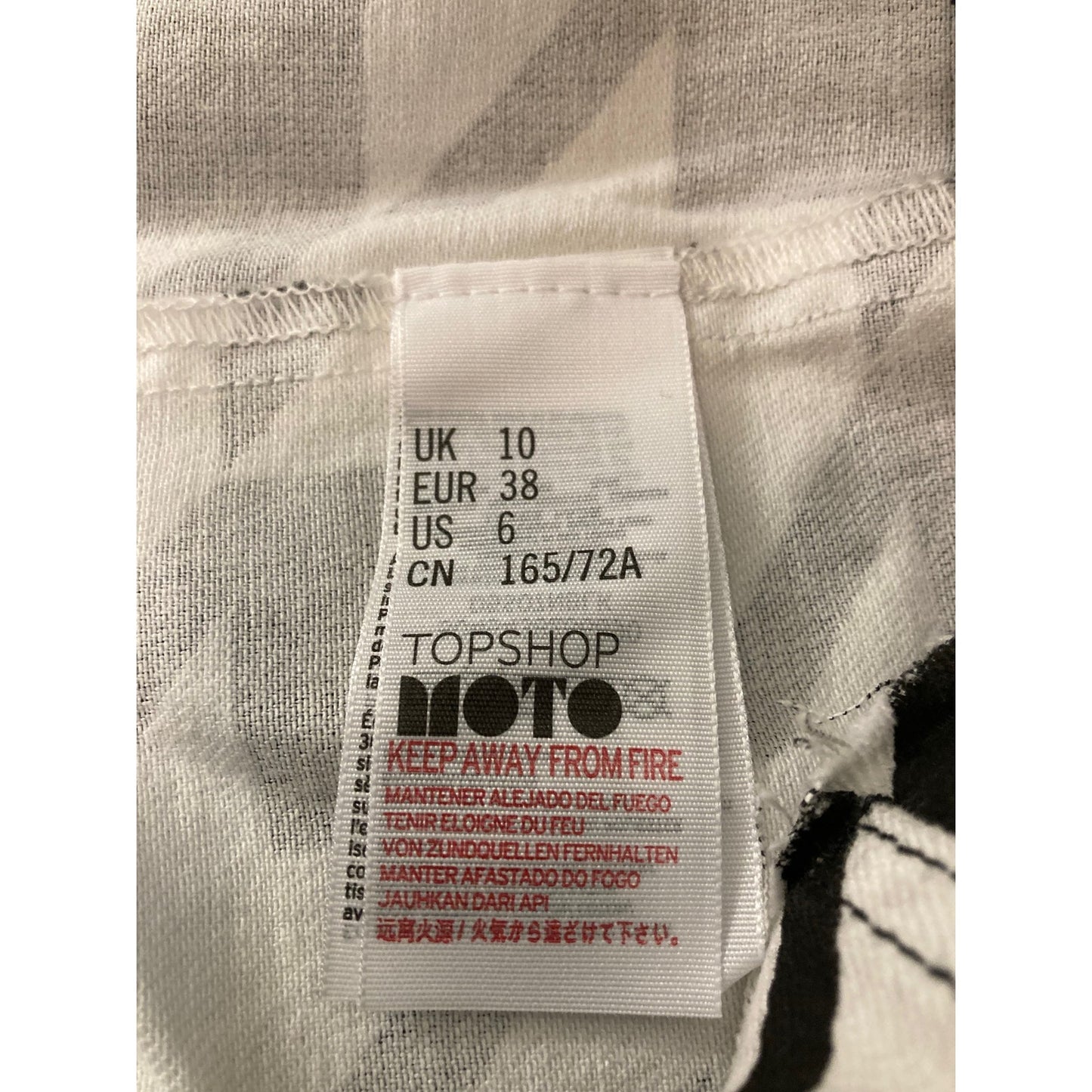 Topshop Moto Raw Hem Denim Houndstooth Belted Mini Skirt Sz 6 in Black/White NWT