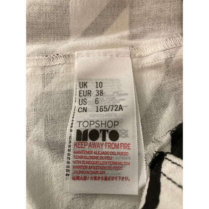 Topshop Moto Raw Hem Denim Houndstooth Belted Mini Skirt Sz 6 in Black/White NWT