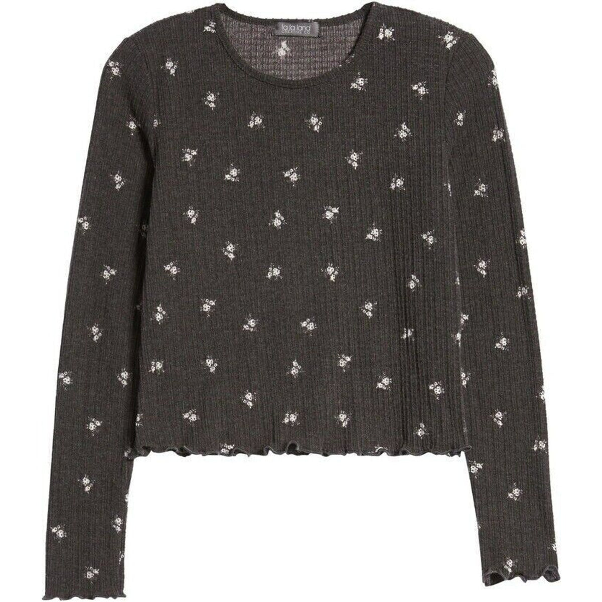 La La Land Creative Co. Women's Soft Floral Thermal Top Size Medium Black NWT