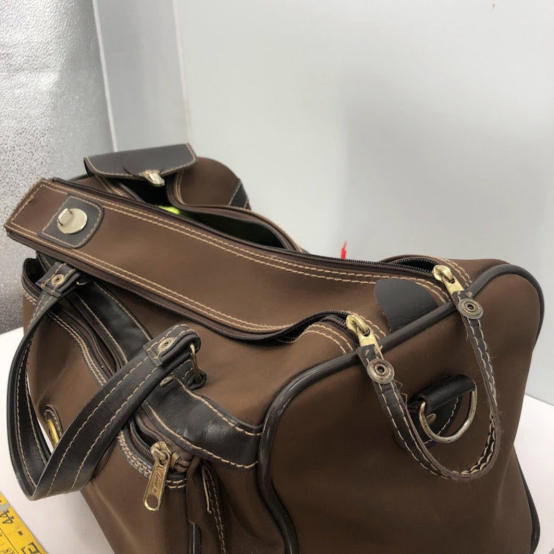Verdi International VINTAGE Travel Tote top handle duffle Gym bag Carry on Brown