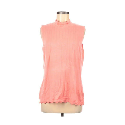 Devotion by Cyrus Boho Pink Pullover Sweater Sleeveless Mock Neck Size Medium