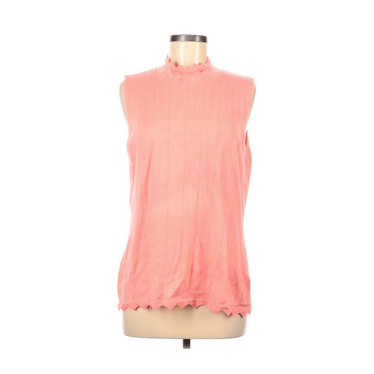 Devotion by Cyrus Boho Pink Pullover Sweater Sleeveless Mock Neck Size Medium