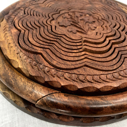 Carved Wooden Collapsible and Foldable Fruit Bowl - Fun and Unique Piece