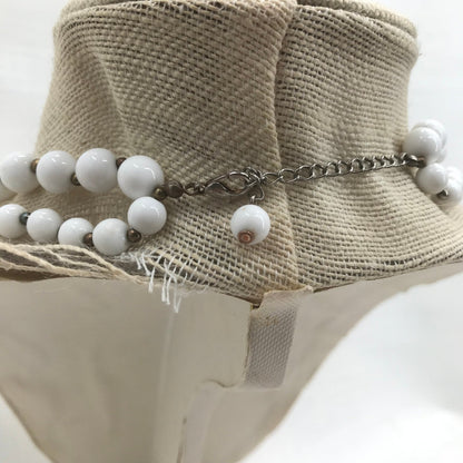 Vintage Double Strand White Beaded Graduated Double Necklace Lobster Clasp