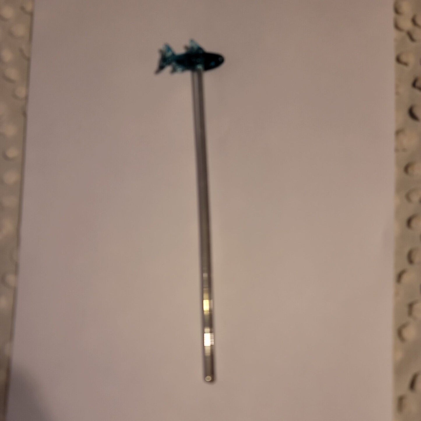 Hand-Blown Art Glass 8.5" SWIZZLE Stick margarita TIKI bar mixed drink DOLPHIN