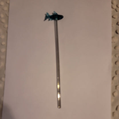 Hand-Blown Art Glass 8.5" SWIZZLE Stick margarita TIKI bar mixed drink DOLPHIN
