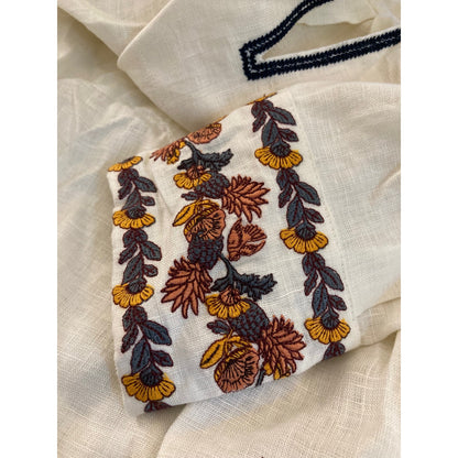 Tory Burch Embroidered Beach Shirt Top Sz XS/Extra Small in Ivory Multi NWT