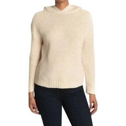 Abound Hooded Pullover Rib Knit Sweater Size Small in Beige Oatmeal Heather NWT