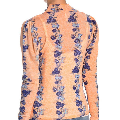 Free People NEW Light Combo Floral Sheer Top Small
