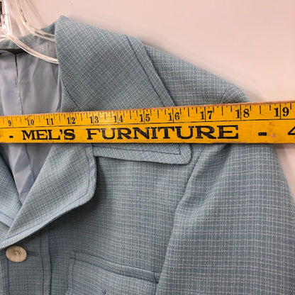 Palm Beach blue vintage jacket polyester wide lapel 70s Rockabilly Leisure Large